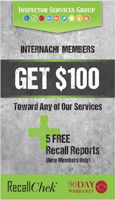 InterNACHI Members Get $100 Toward Any of Our Services. Inspector Services Group. 