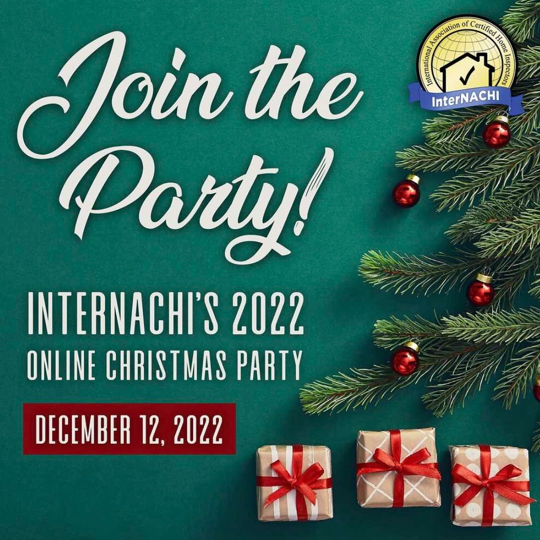 Invitation to InterNACHI's Online Christmas Party.